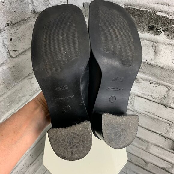 Vintage 90's Predictions Square Toe Black Leather Block Heel Loafer - Picture 8 of 10